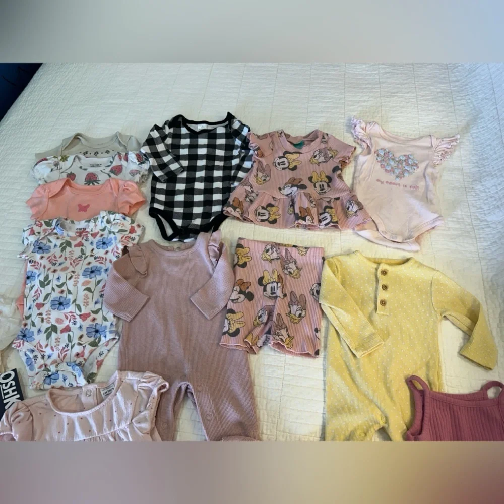 Baby Bundle Carter's Onesie Bodysuits Outfits Disney Emporio Baby Dress EUC Lot